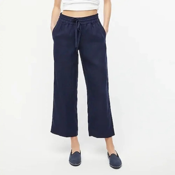 J. Crew Linen Pants Blue Womens 12 Casual Lightweight Nautical Coastal Preppy - Picture 1 of 10
